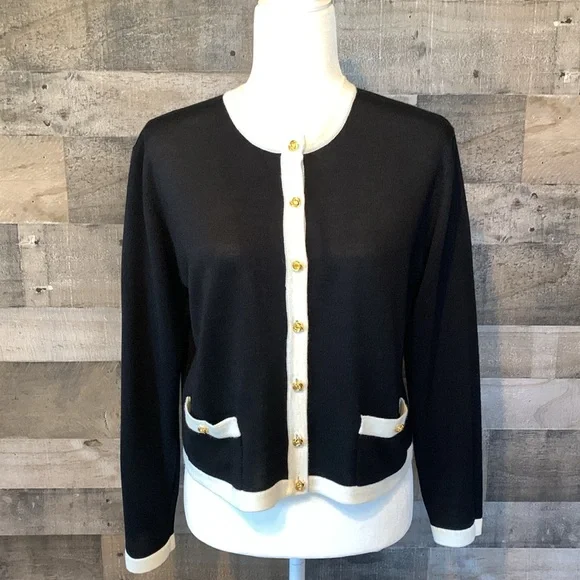 Hasting & Smith Petites black cardigan with white trim - Picture 16 of 16